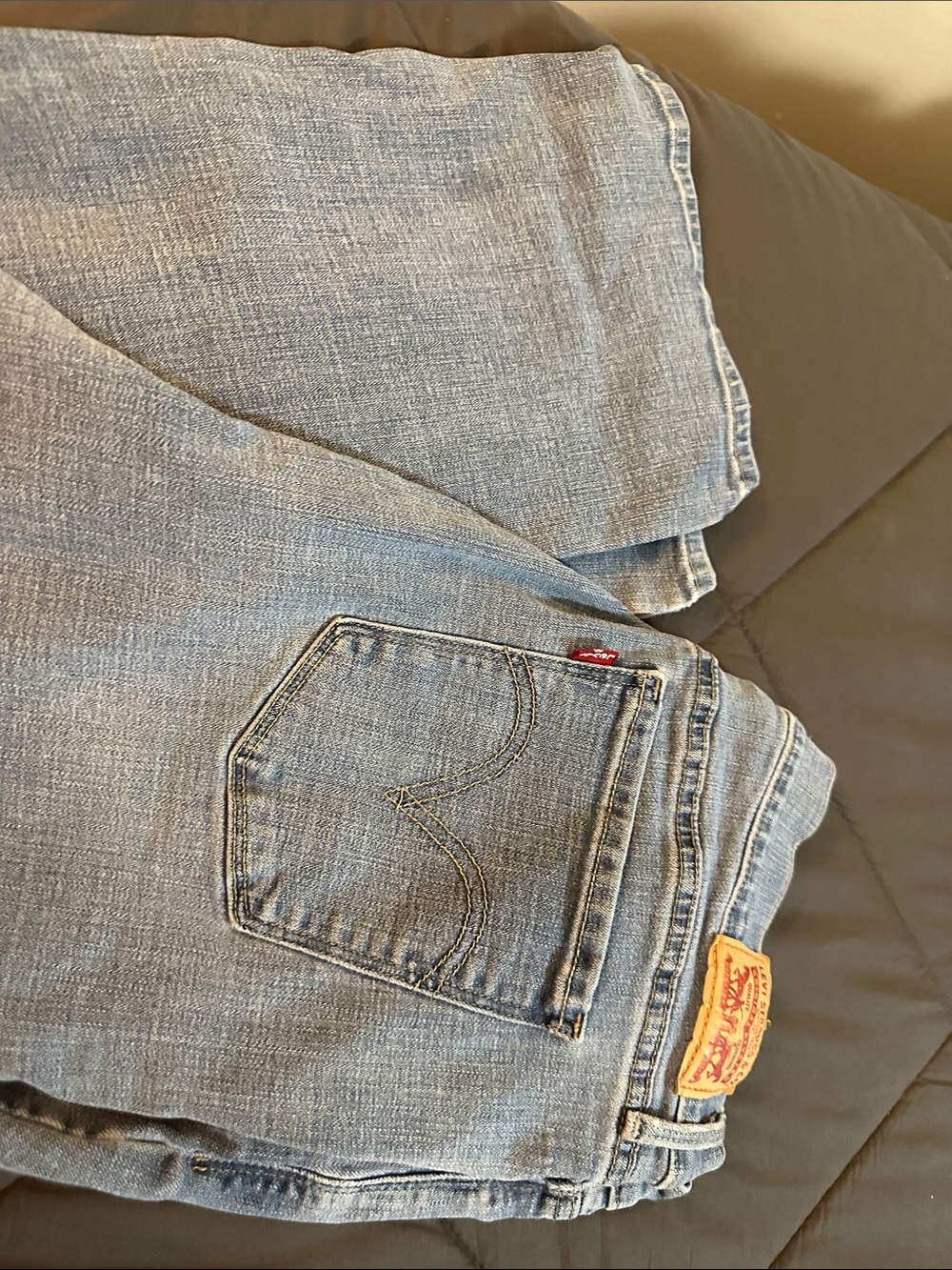 Levi's light blue denim straight jeans with red tab